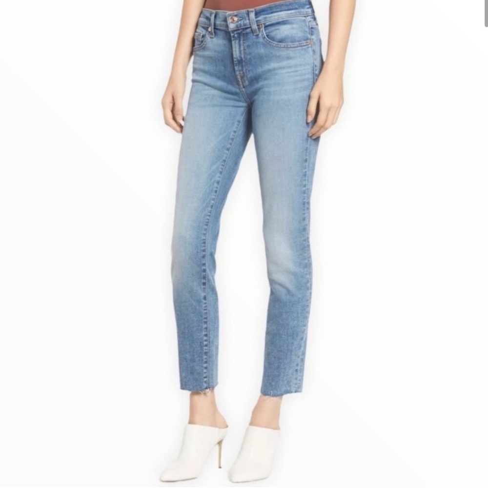 7 For All Mankind Roxanne Ankle Raw Hem Jeans Size 29